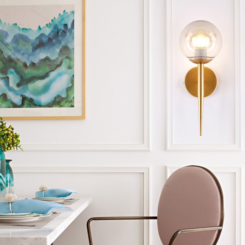 Industrial Style Ball Shape Wall Sconce Glass 1 Light Sconces for Hallway