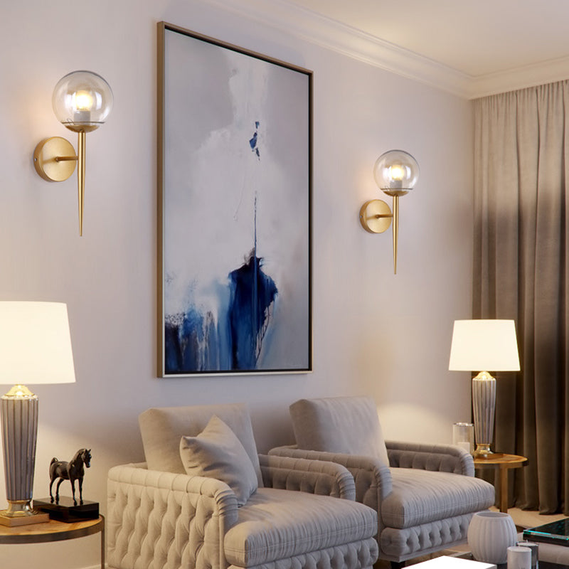 Industrial Style Ball Shape Wall Sconce Glass 1 Light Sconces for Hallway