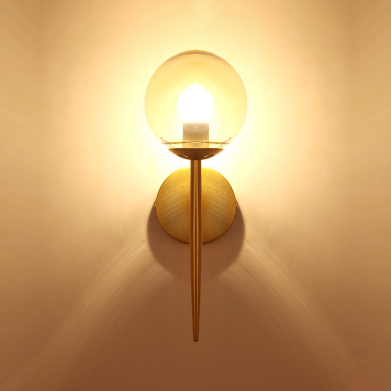 Industrial Style Ball Shape Wall Sconce Glass 1 Light Sconces for Hallway