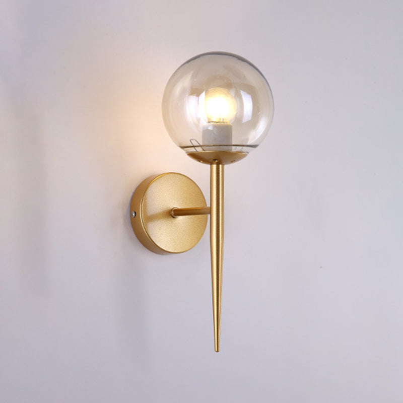Industrial Style Ball Shape Wall Sconce Glass 1 Light Sconces for Hallway