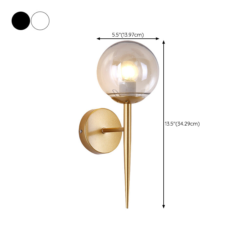 Industrial Style Ball Shape Wall Sconce Glass 1 Light Sconces for Hallway