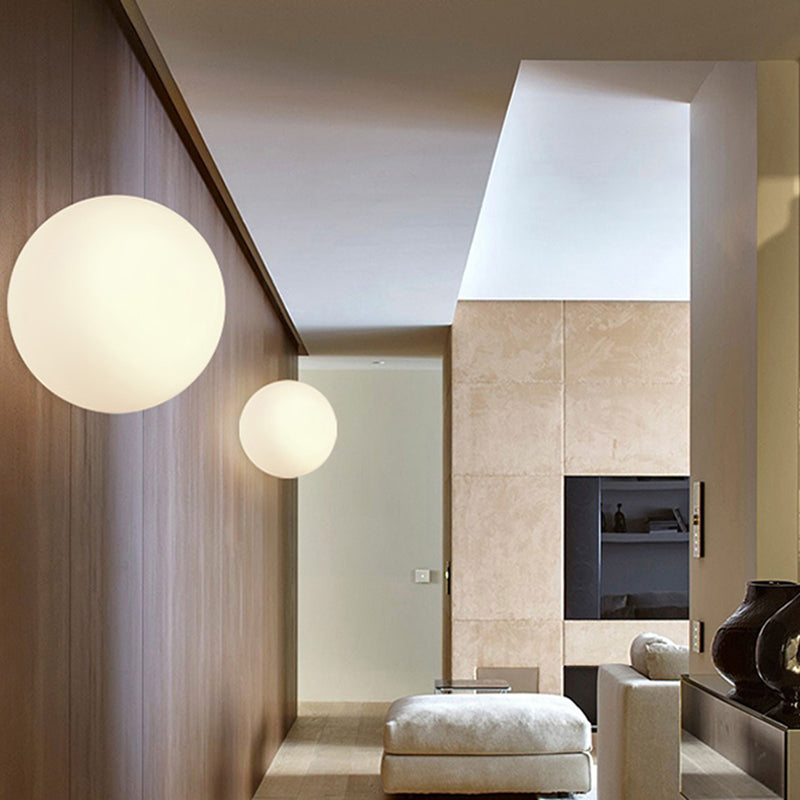 Glass Ball Wall Mount Light Fixture Simple 1 Light Wall Lamps in White