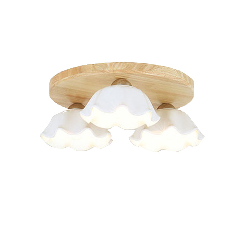 Ripples Shape Flush Light Modern Style Ceramic 3/5 Lights Flush Ceiling Light in White