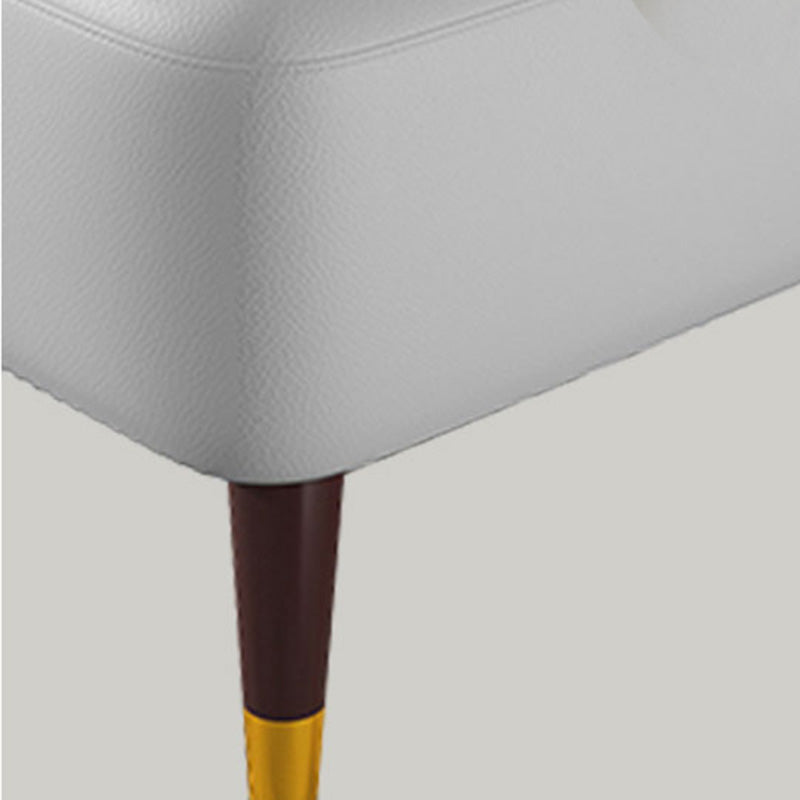 Mid-Century Modern Ottoman Genuine Leather Tufted Square Ottoman with Chair Legs