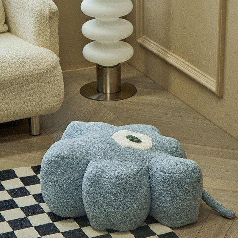 Contemporary Pouf Ottoman Velvet Upholstered Flower Shape Ottoman