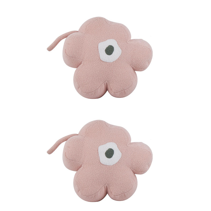 Contemporary Pouf Ottoman Velvet Upholstered Flower Shape Ottoman