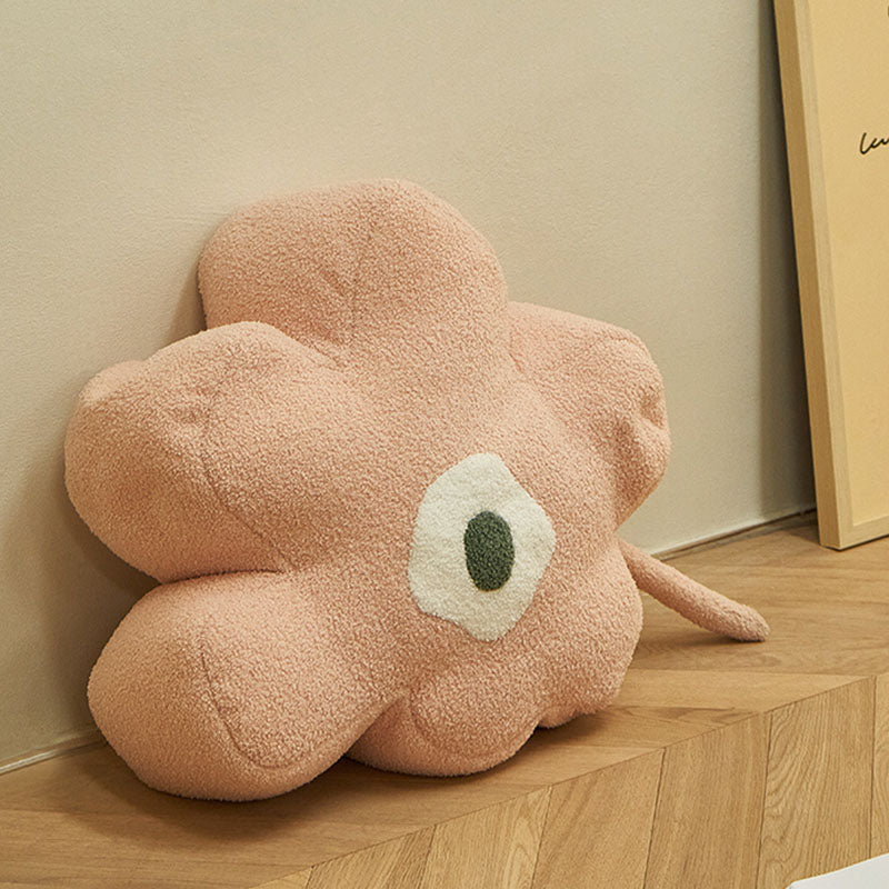 Contemporary Pouf Ottoman Velvet Upholstered Flower Shape Ottoman