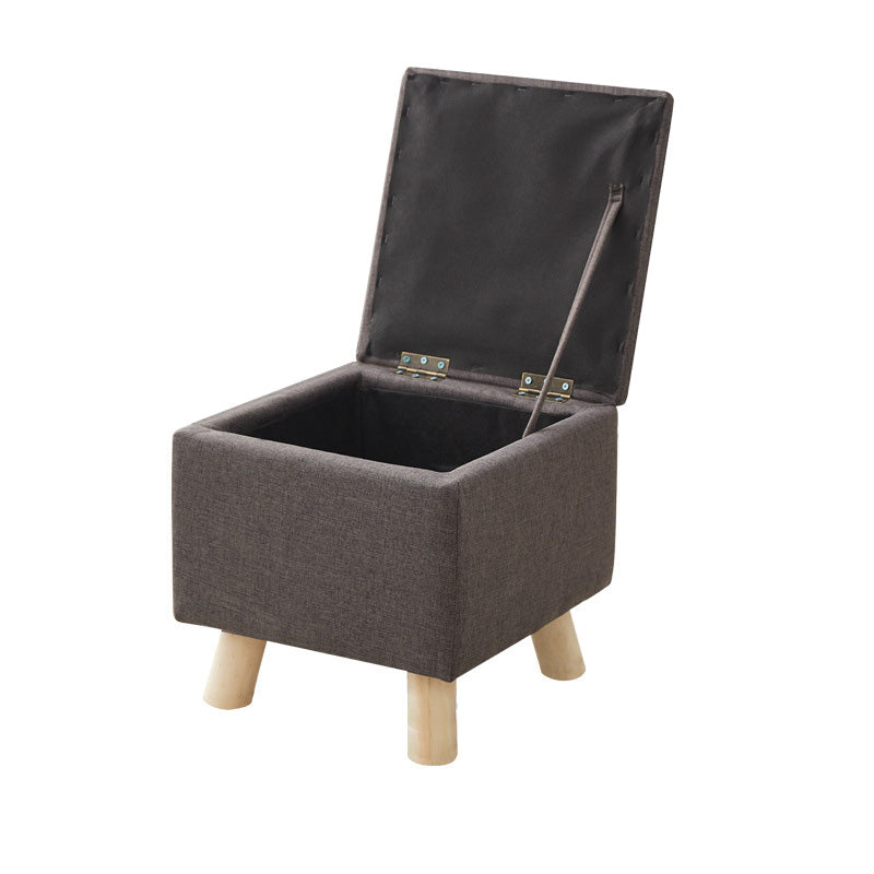 Modern Ottoman Solid Color Square Storage Cotton Linen Fade Resistant Ottoman