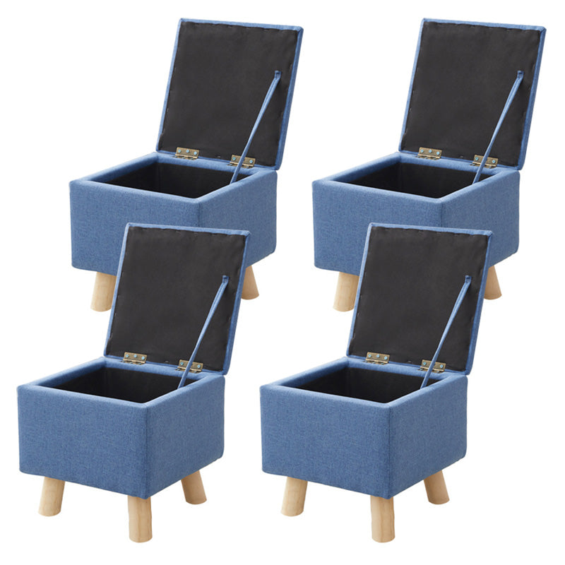 Modern Ottoman Solid Color Square Storage Cotton Linen Fade Resistant Ottoman