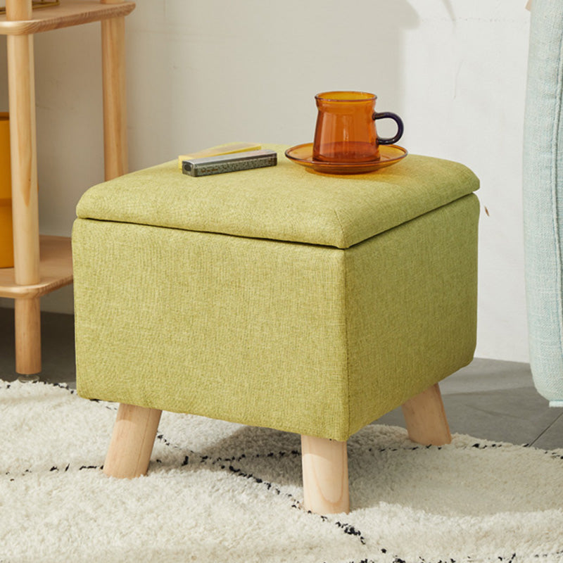 Modern Ottoman Solid Color Square Storage Cotton Linen Fade Resistant Ottoman