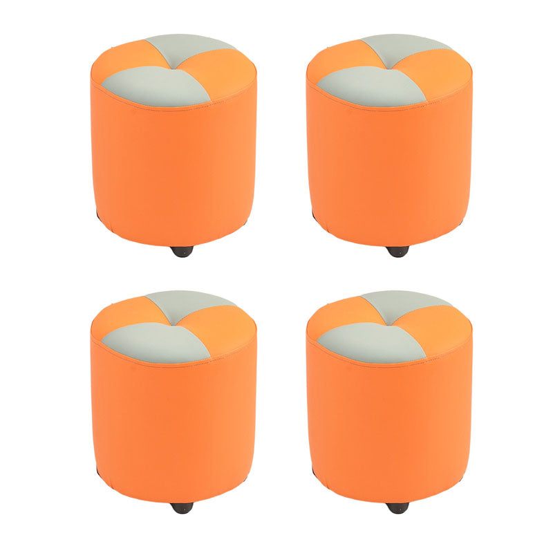 Modern Leather Pouf Stain Resistant Color Pouf for Drawing Room