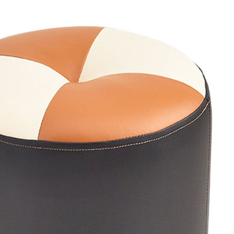Modern Leather Pouf Stain Resistant Color Pouf for Drawing Room