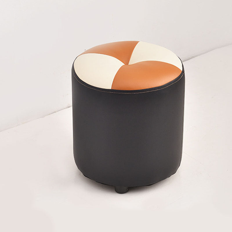 Modern Leather Pouf Stain Resistant Color Pouf for Drawing Room
