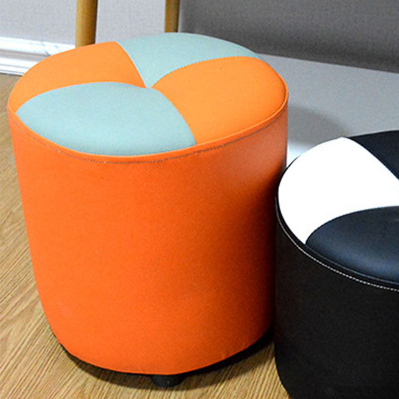 Modern Leather Pouf Stain Resistant Color Pouf for Drawing Room