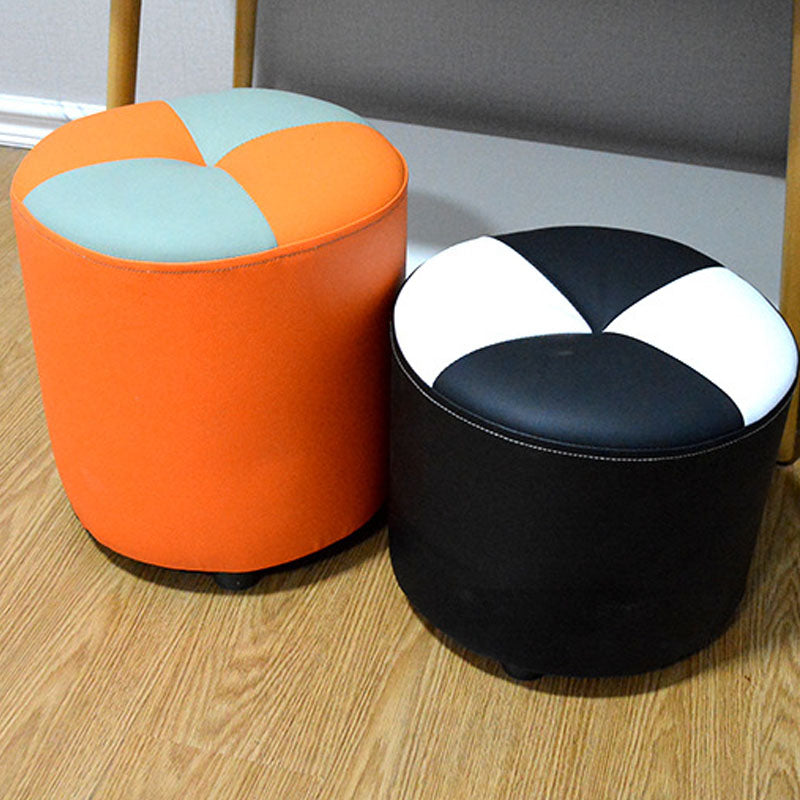 Modern Leather Pouf Stain Resistant Color Pouf for Drawing Room