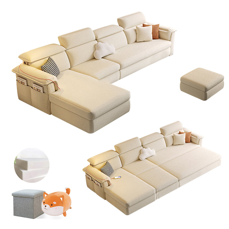 Scandinavian Fabric Sofa Bed Cushion Back Flared Arms with Storage Sleeper Sofa