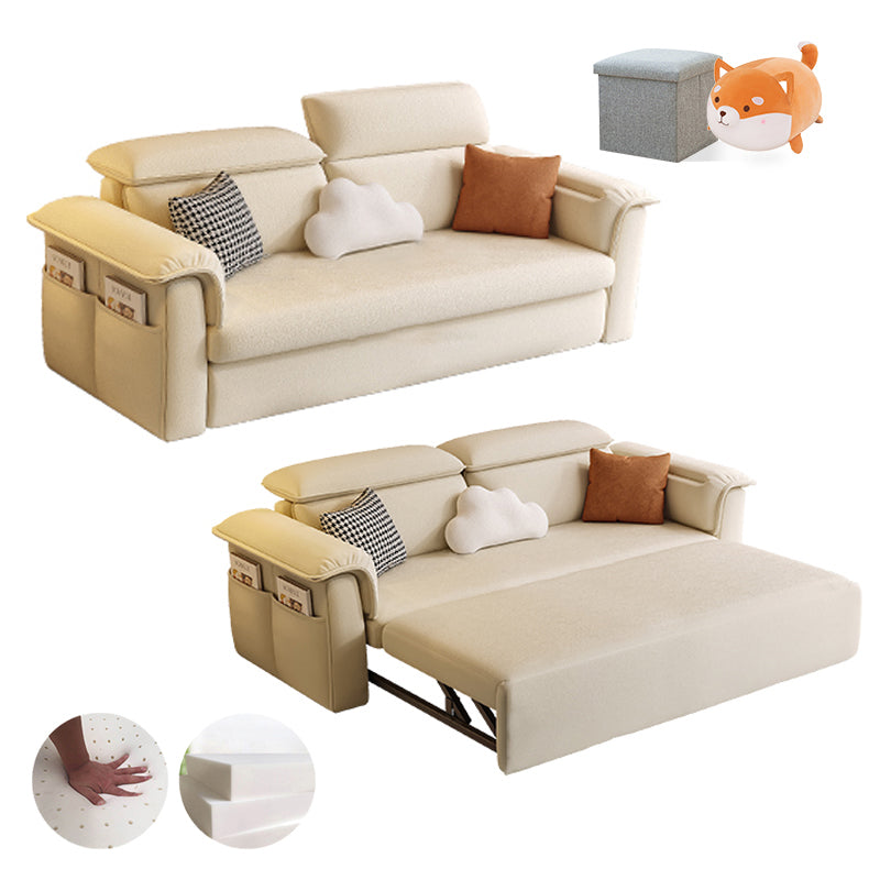 Scandinavian Fabric Sofa Bed Cushion Back Flared Arms with Storage Sleeper Sofa