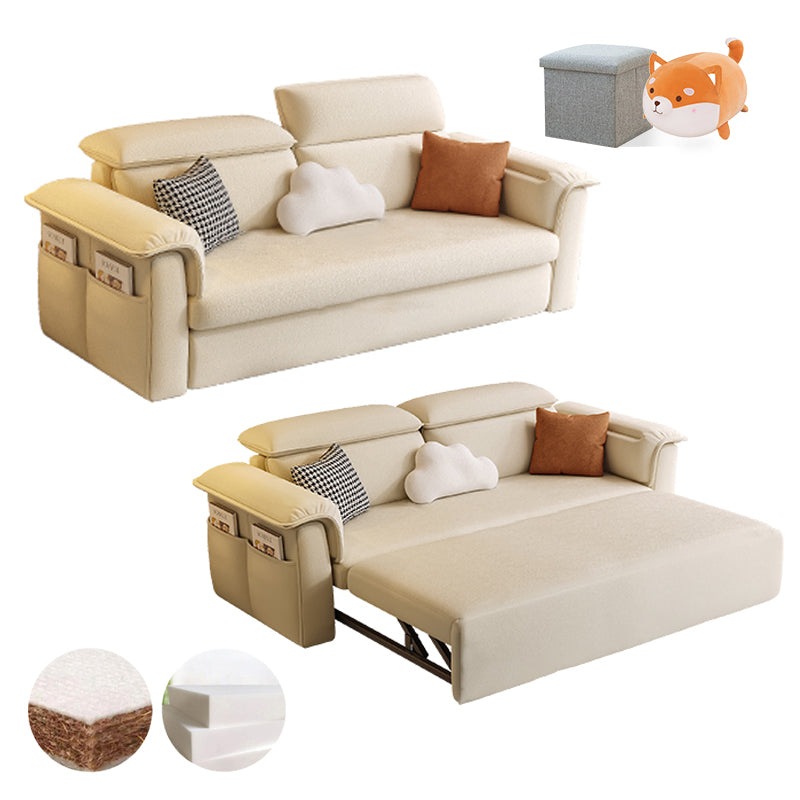Scandinavian Fabric Sofa Bed Cushion Back Flared Arms with Storage Sleeper Sofa