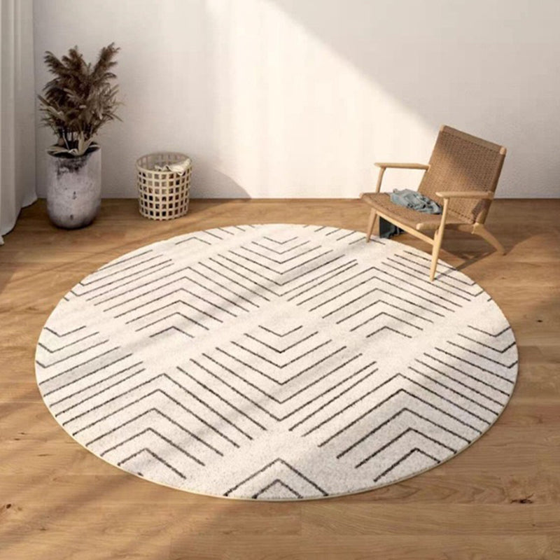 White Casual Rug Polyester Flower Rug Washable Rug for Living Room