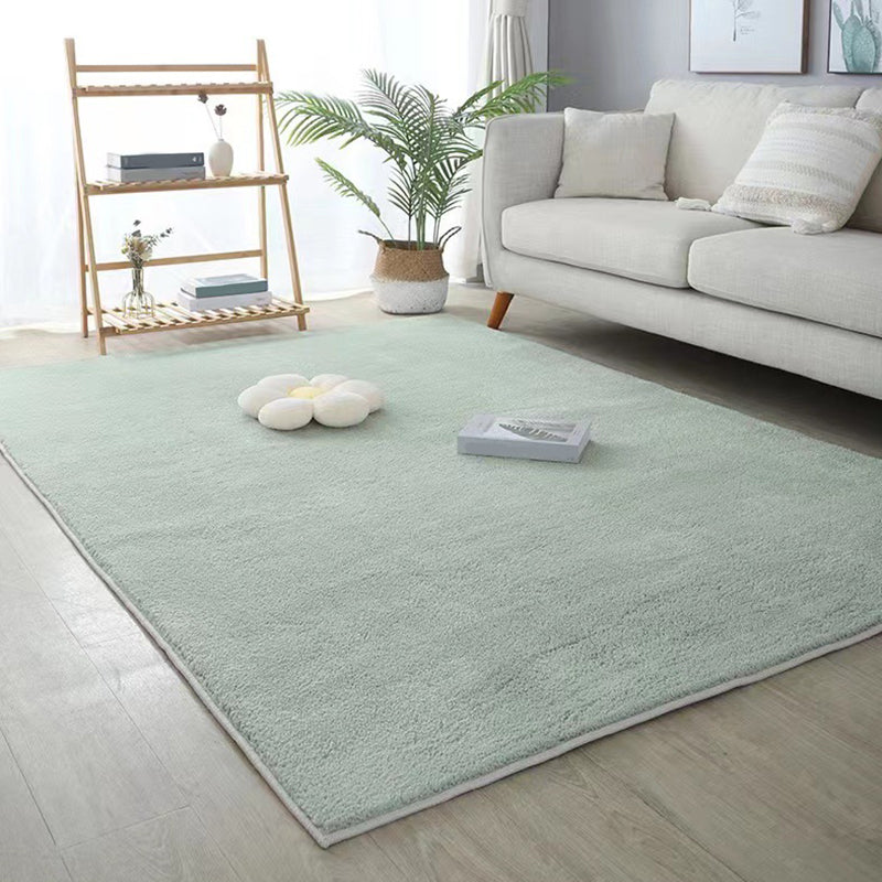 Green Casual Rug Polyester Pure Color Indoor Rug Washable Rug for Home Decor