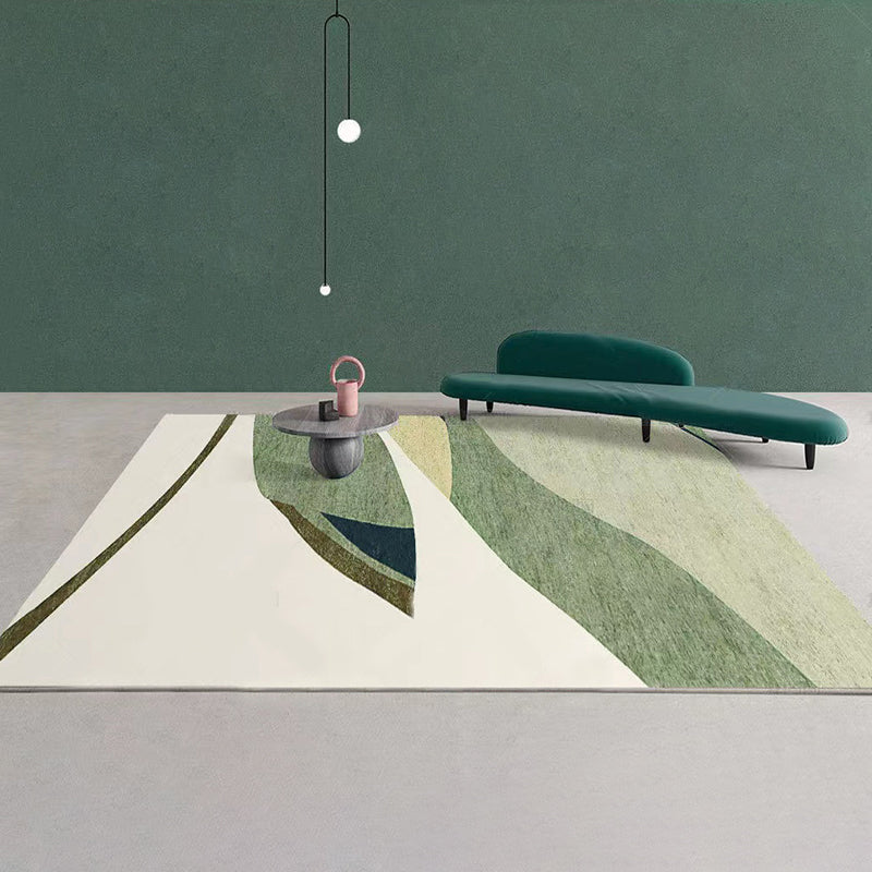 Gorgeous Green Rug Polyester Color Lump Rug Washable Rug for Living Room
