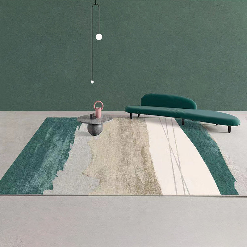 Gorgeous Green Rug Polyester Color Lump Rug Washable Rug for Living Room