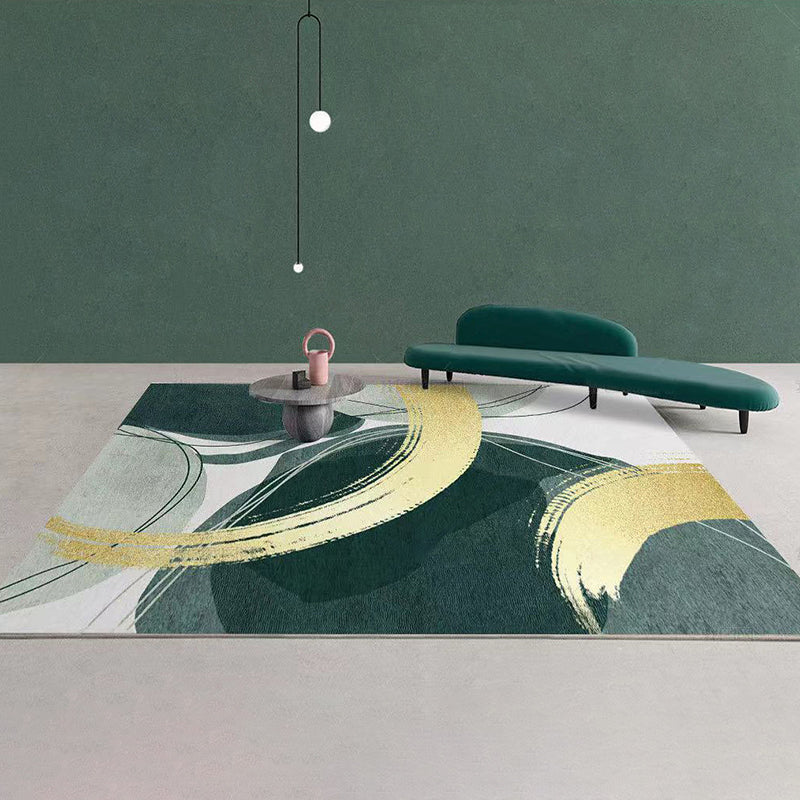 Gorgeous Green Rug Polyester Color Lump Rug Washable Rug for Living Room