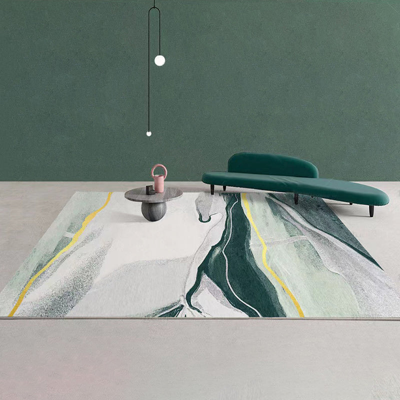 Gorgeous Green Rug Polyester Color Lump Rug Washable Rug for Living Room