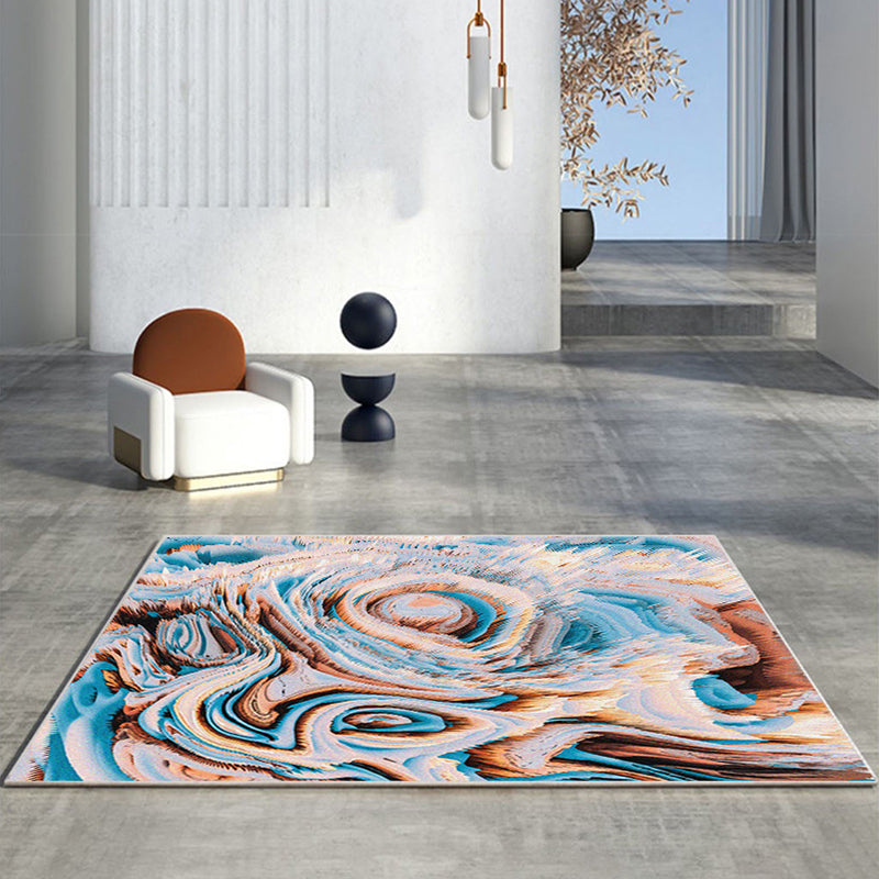 Brown Abstract Pattern Rug Polyester Modern Rug Washable Rug for Living Room