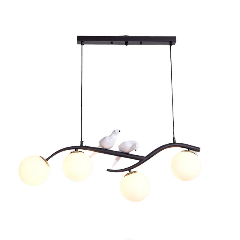 4-Lights Island Light Modern Style Island Hanging Light with Glass Shade for Living Room