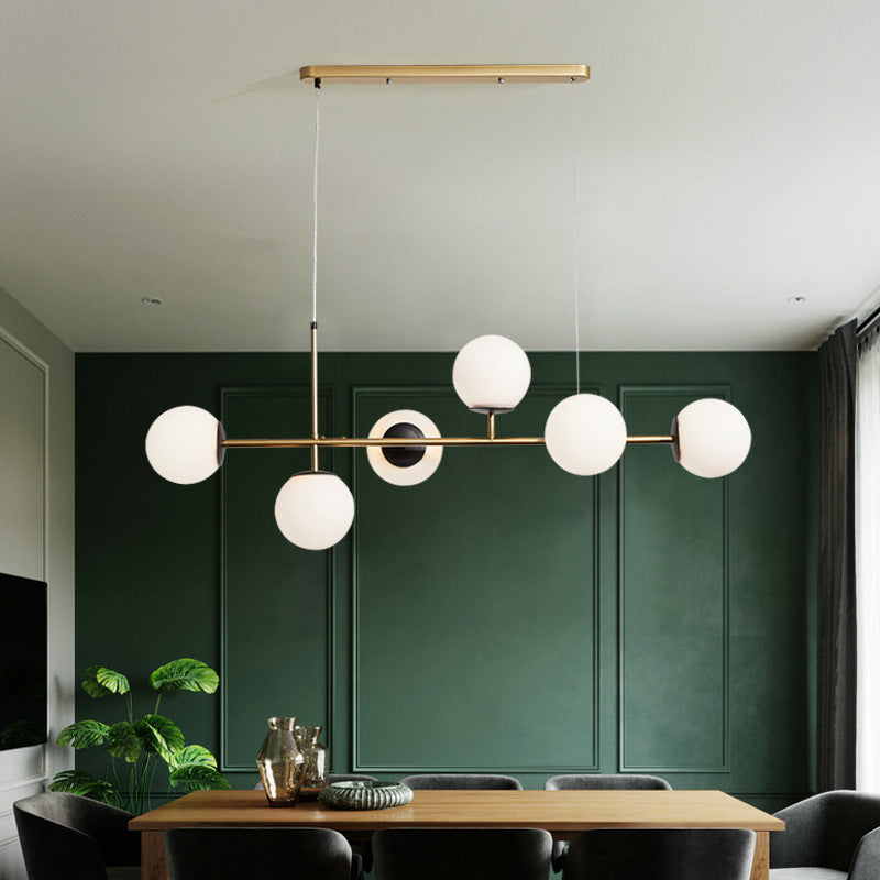 Modern Island Light Multi Lights Island Hanging Light with Glass Shade for Living Room