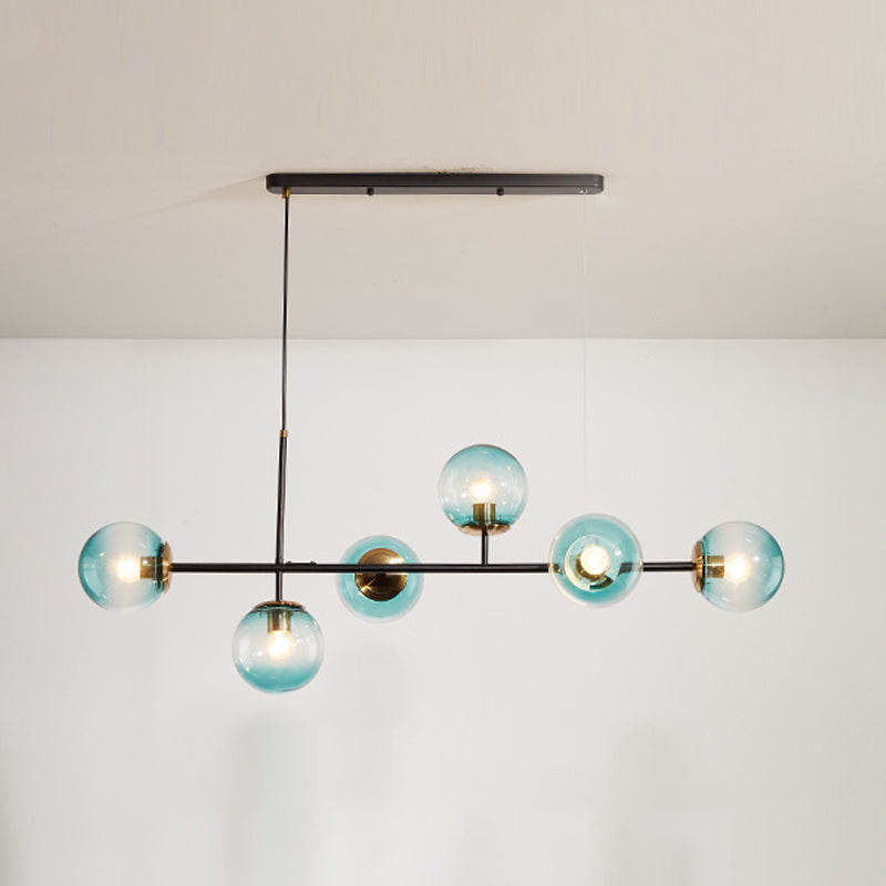 Modern Island Light Multi Lights Island Hanging Light with Glass Shade for Living Room