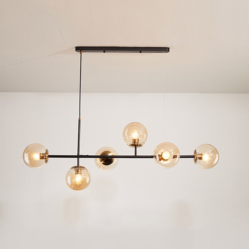 Modern Island Light Multi Lights Island Hanging Light with Glass Shade for Living Room