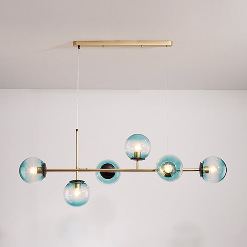 Modern Island Light Multi Lights Island Hanging Light with Glass Shade for Living Room
