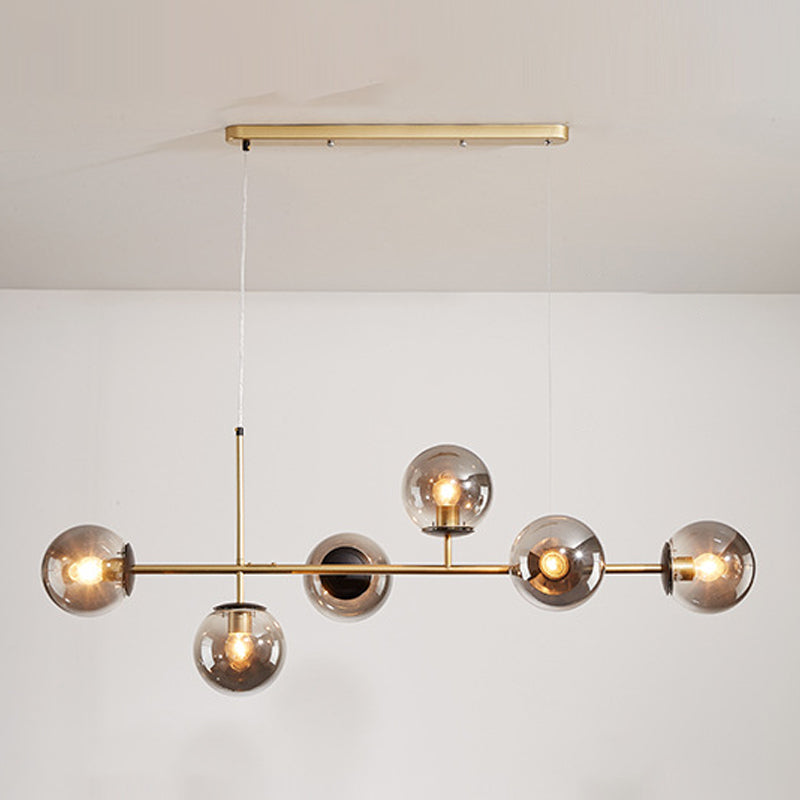 Modern Island Light Multi Lights Island Hanging Light with Glass Shade for Living Room