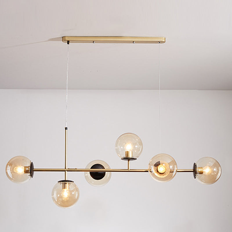 Modern Island Light Multi Lights Island Hanging Light with Glass Shade for Living Room