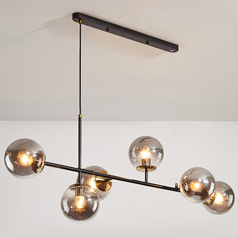 Modern Island Light Multi Lights Island Hanging Light with Glass Shade for Living Room