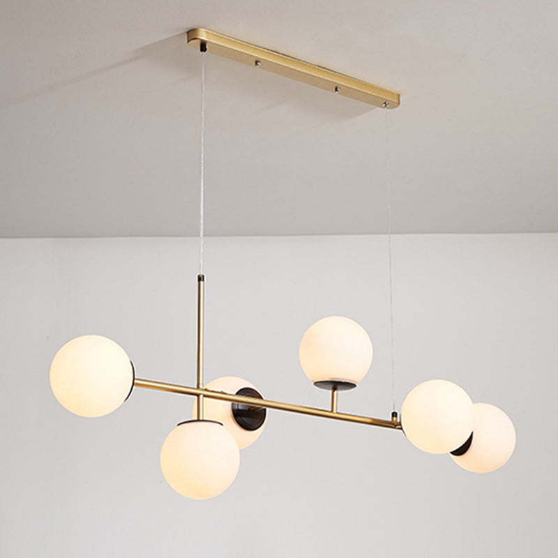 Modern Island Light Multi Lights Island Hanging Light with Glass Shade for Living Room