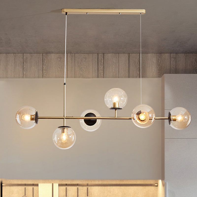 Modern Island Light Multi Lights Island Hanging Light with Glass Shade for Living Room