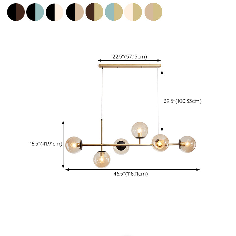 Modern Island Light Multi Lights Island Hanging Light with Glass Shade for Living Room