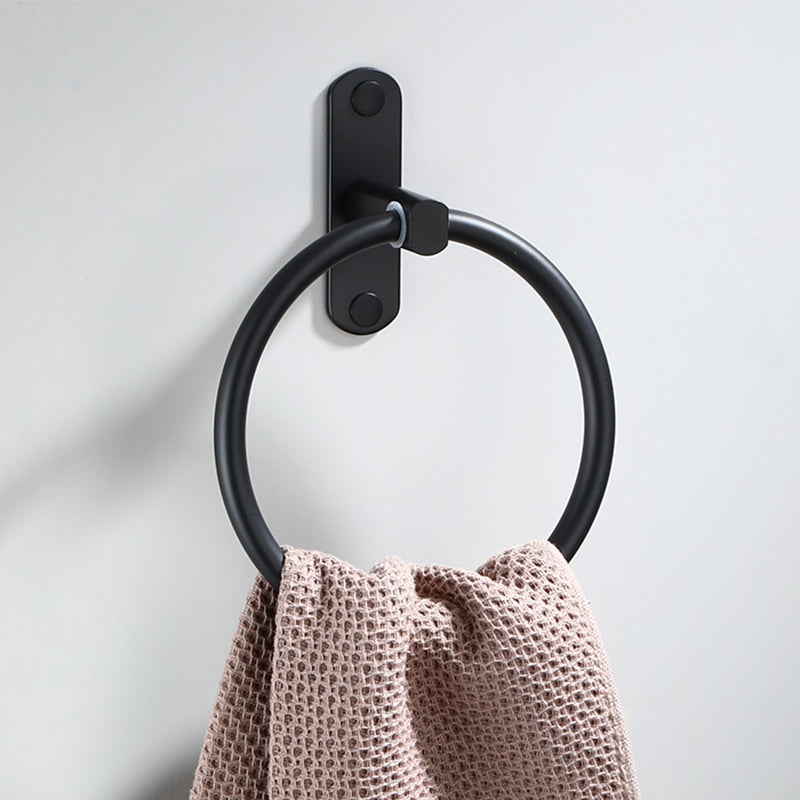 Contemporary Bathroom Accessory Set Black Finish Robe Hooks/Towel Ring Bar