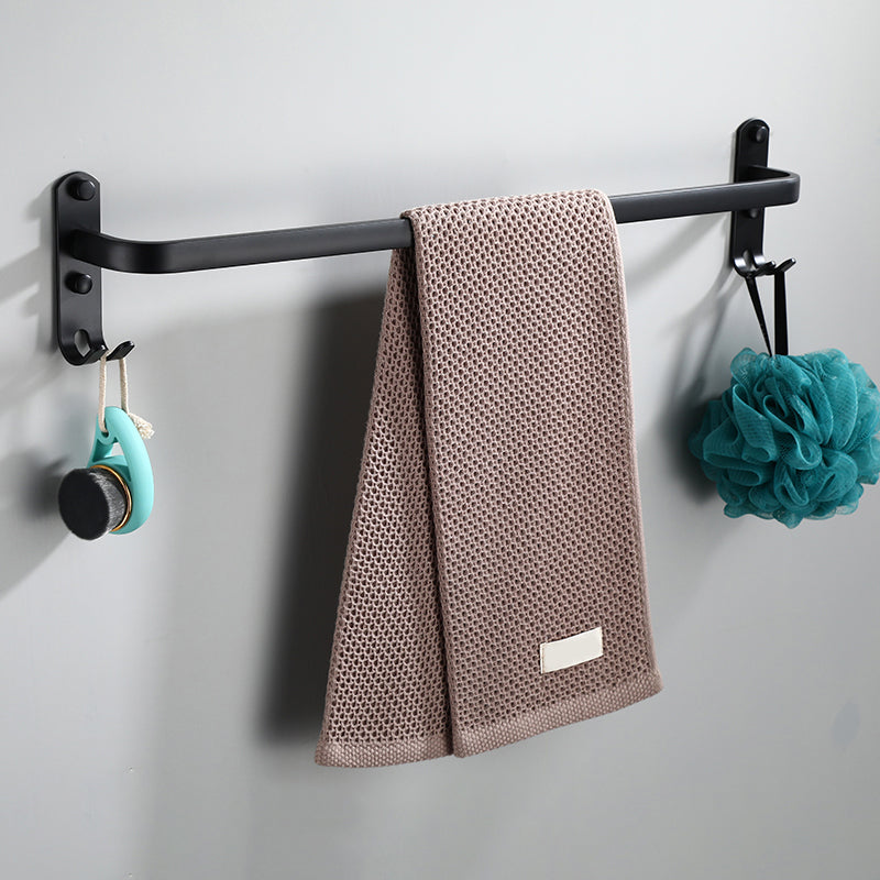 Contemporary Bathroom Accessory Set Black Finish Robe Hooks/Towel Ring Bar