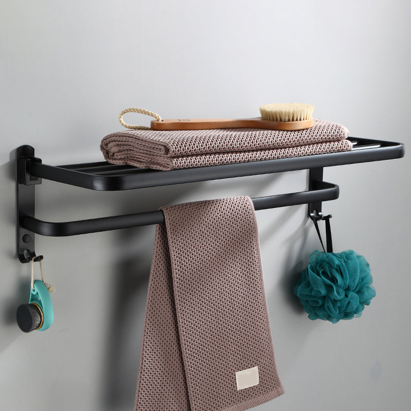 Contemporary Bathroom Accessory Set Black Finish Robe Hooks/Towel Ring Bar