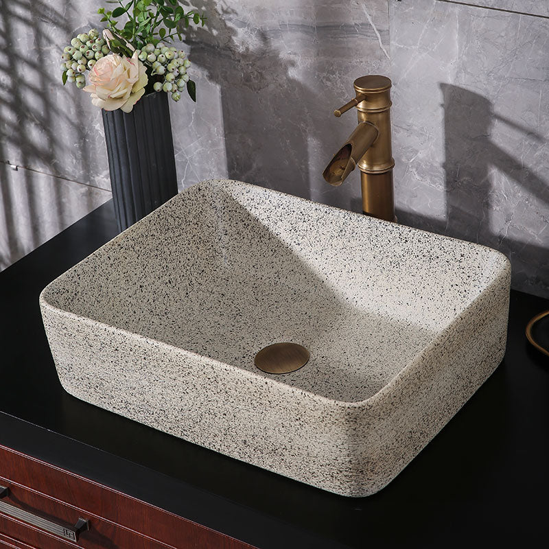 Modern Vessel Bathroom Sink Porcelain Vessel Lavatory Sink with Faucet