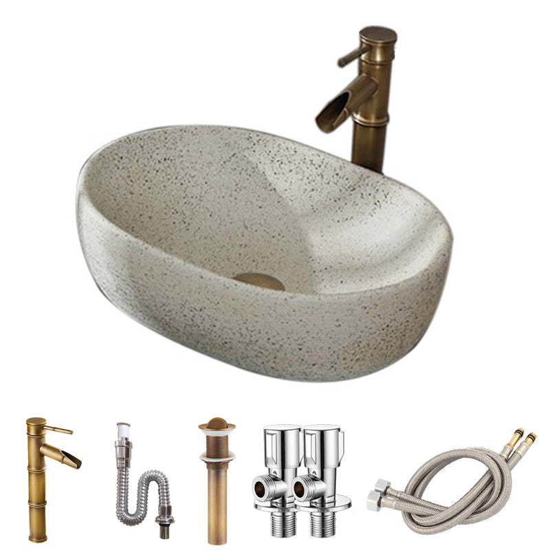 Modern Vessel Bathroom Sink Porcelain Vessel Lavatory Sink with Faucet