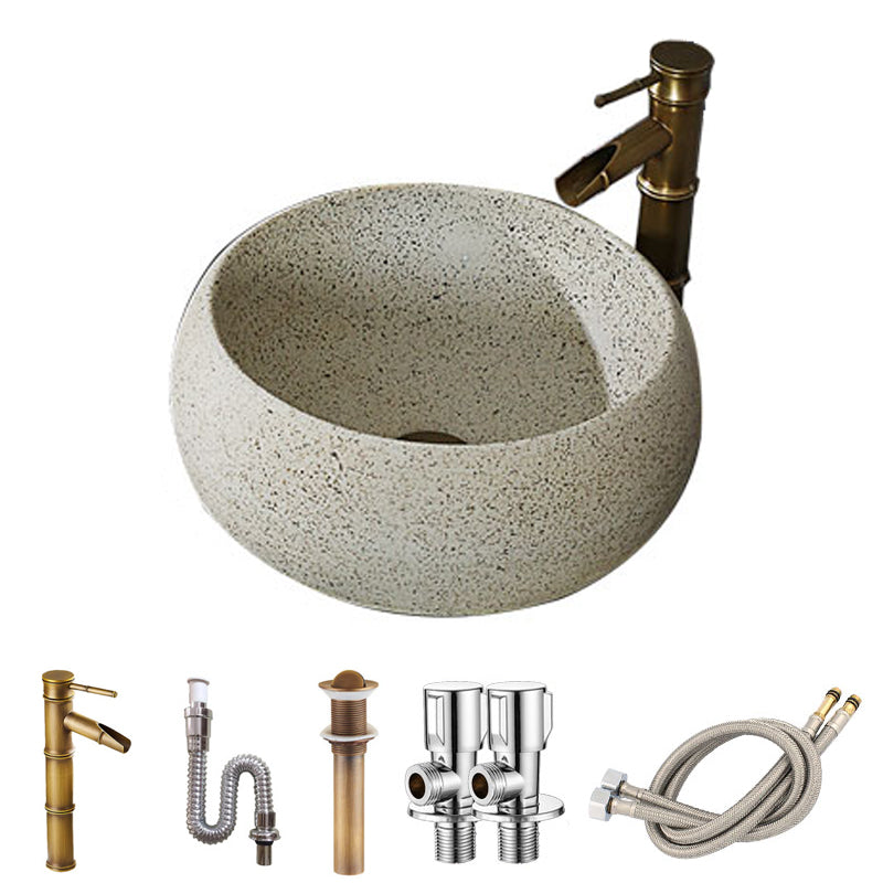 Modern Vessel Bathroom Sink Porcelain Vessel Lavatory Sink with Faucet
