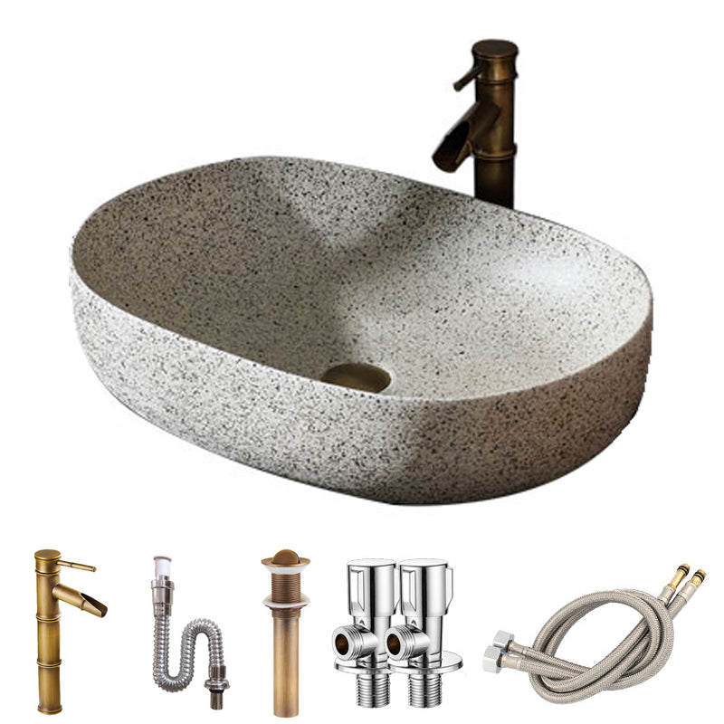 Modern Vessel Bathroom Sink Porcelain Vessel Lavatory Sink with Faucet