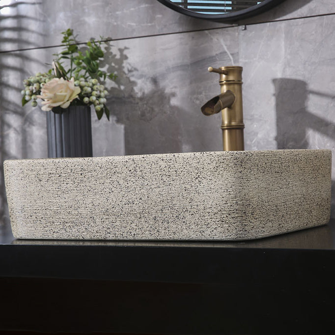 Modern Vessel Bathroom Sink Porcelain Vessel Lavatory Sink with Faucet