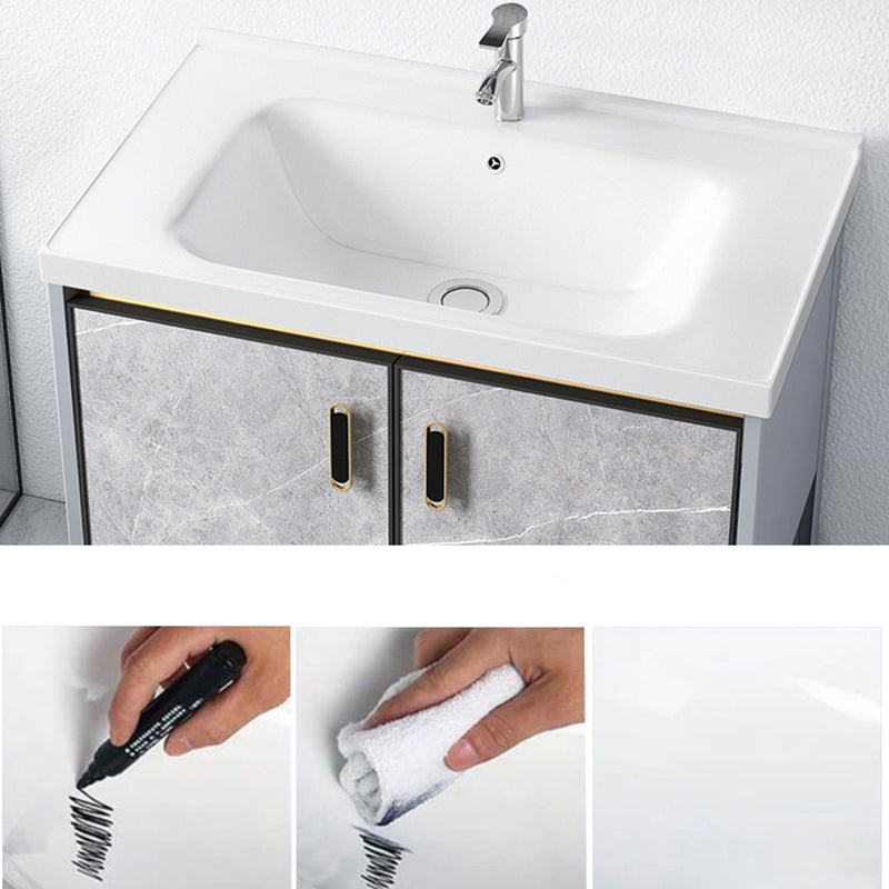 Modern Aluminium Faucet Included Bathroom Sink Vanity with Soft Close Door