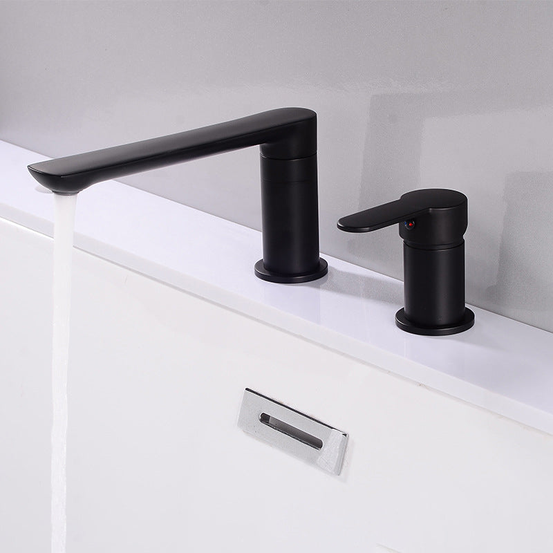 Deck Mounted Copper Freestanding Tub Filler Low Arc Roman Tub Faucet Set